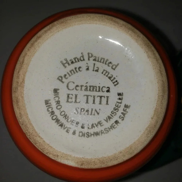 Ceramica El Titi Hand  Painted Glazed Ceramic Mugs Spain Green/orange - Picture 5 of 5